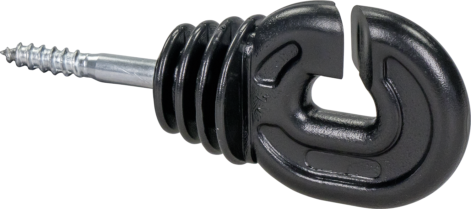 25 Stk. Super-Ringisolator, mit Holzgewinde, schwarz, 6 mm Schaft