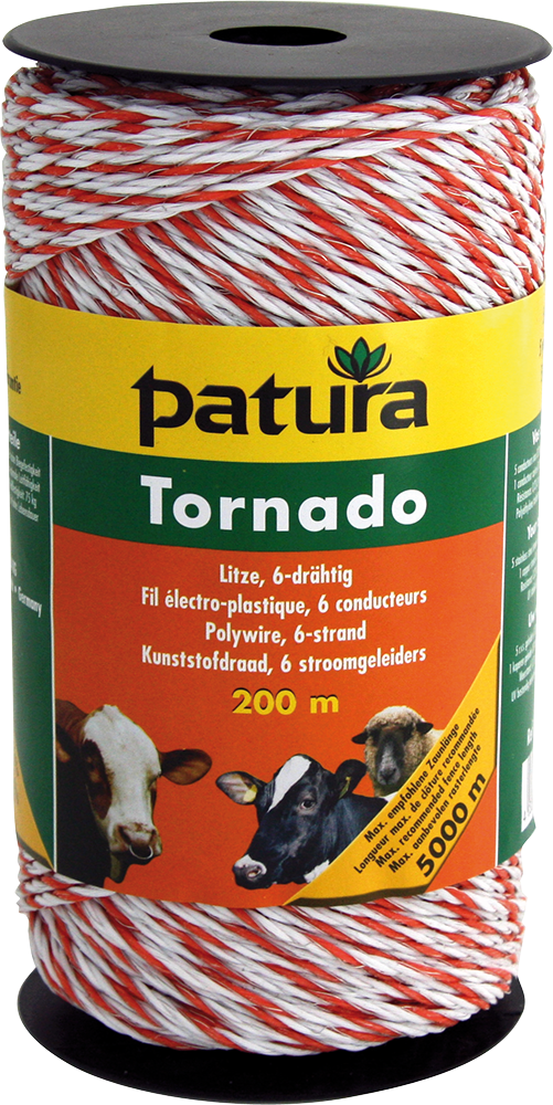 200 m Tornado Litze, 0,23 Ohm/m, 5xEdelstahl-, 1xKupferleiter, weiss-orange