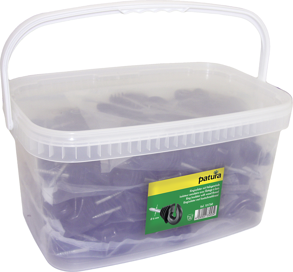 100 Stk. Ringisolator, mit Holzgewinde, 6 mm Schaft