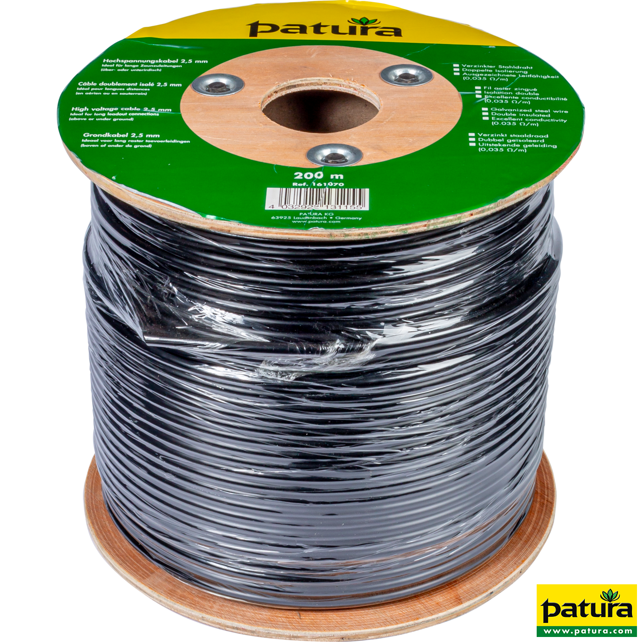 161070 Patura Hochspannungskabel 2,5 mm, Länge 200 m
