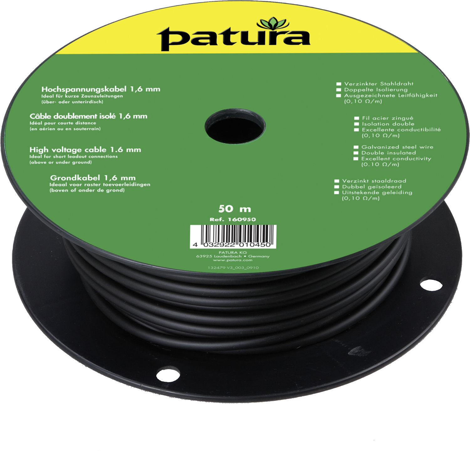169650 Patura Hochspannungskabel 1,6 mm, Länge 50 m