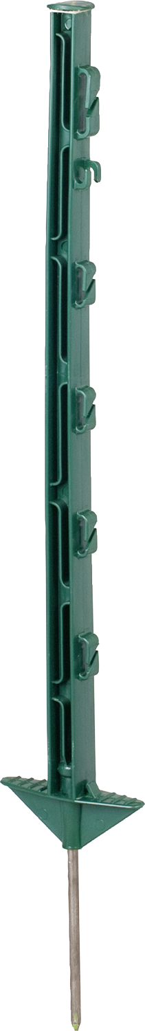 10 Stk. 0,73 m Kunststoffpfahl, grün, 5 Drahthalter