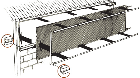 335009 Patura Aluminium-Montageprofil / Klemmprofil für Windschutznetze - Montagebeispiel