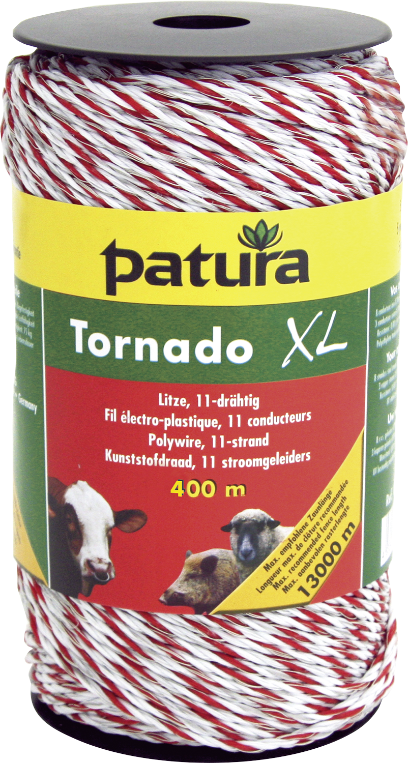 400 m Tornado XL Litze, 0,08 Ohm/m, 8xEdelstahl-, 3xKupferleiter, weiss-orange