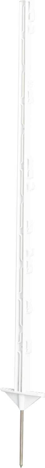 10 Stk. 1,05 m Kunststoffpfahl, 7 Draht- + 2 Seilhalter, doppelte Trittstufe, Eisenspitze