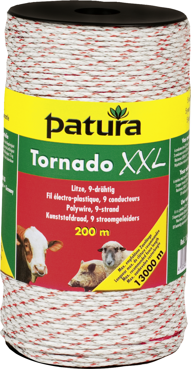 400 m Tornado XXL Litze, geflochten, 0,08 Ohm/m, 6xEdelstahl-, 3xKupferleiter, weiss-orange