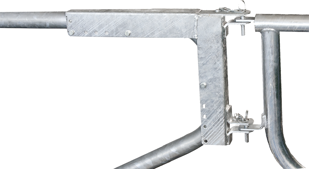 Montagerahmen f. Abtrennungen R2LB an Liegeboxenbügel mit 60 mm Rohrstärke