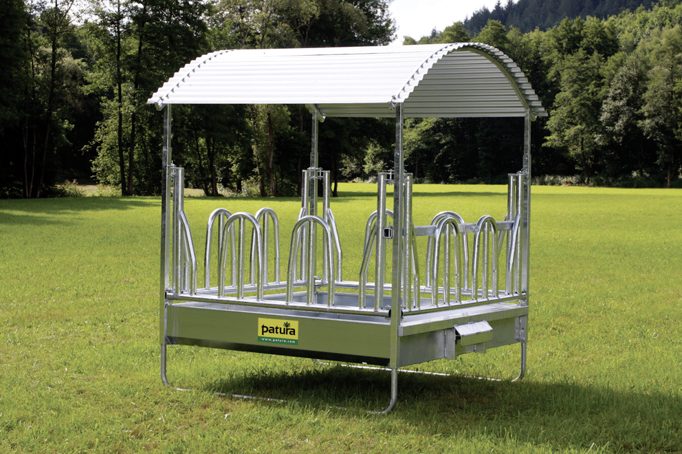 Profi-Viereckraufe mit Palisadenfressgittern, 12 Fressplätze