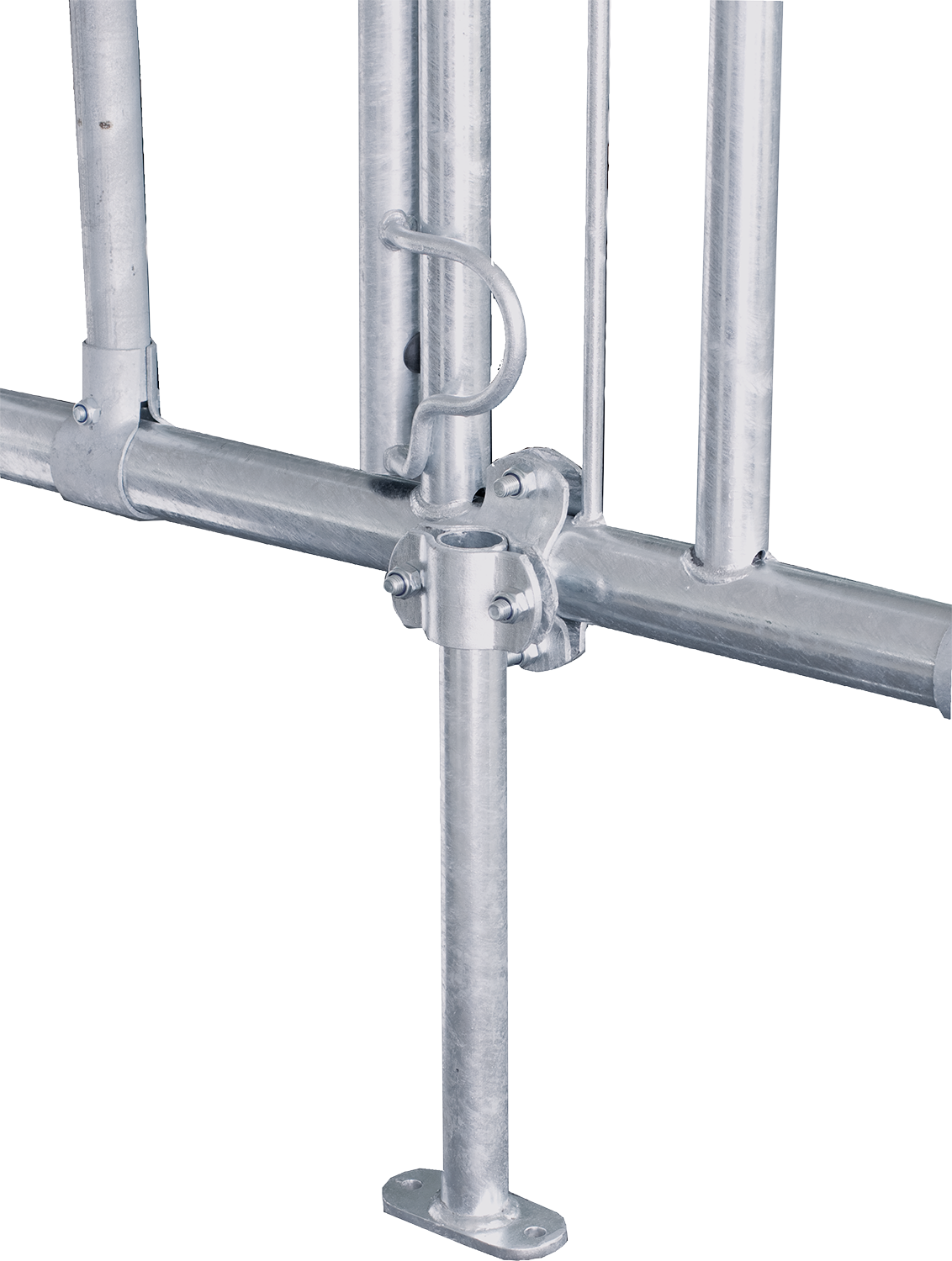 Mittelstütze mit Bodenplatte und Querschelle 2" x 1 1/4"