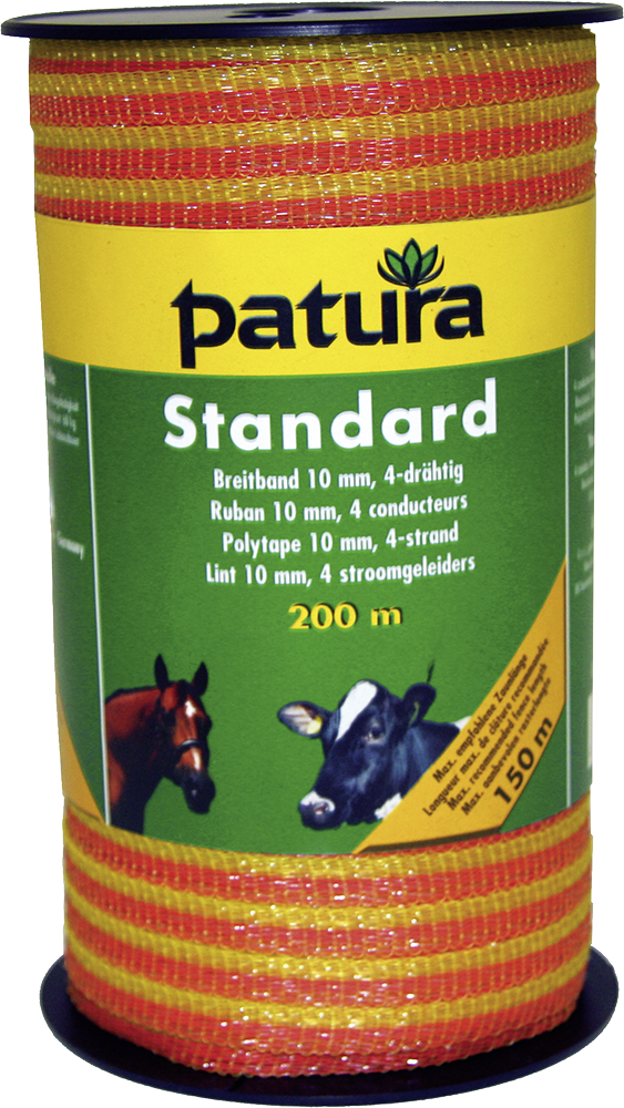 200 m Standard Breitband 10 mm, 10 Ohm/m, 4xEdelstahlleiter, gelb-orange