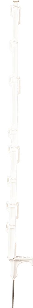10 Stk. 1,05 m DrehFix Kunststoffpfahl, weiß, 8 Drahthalter