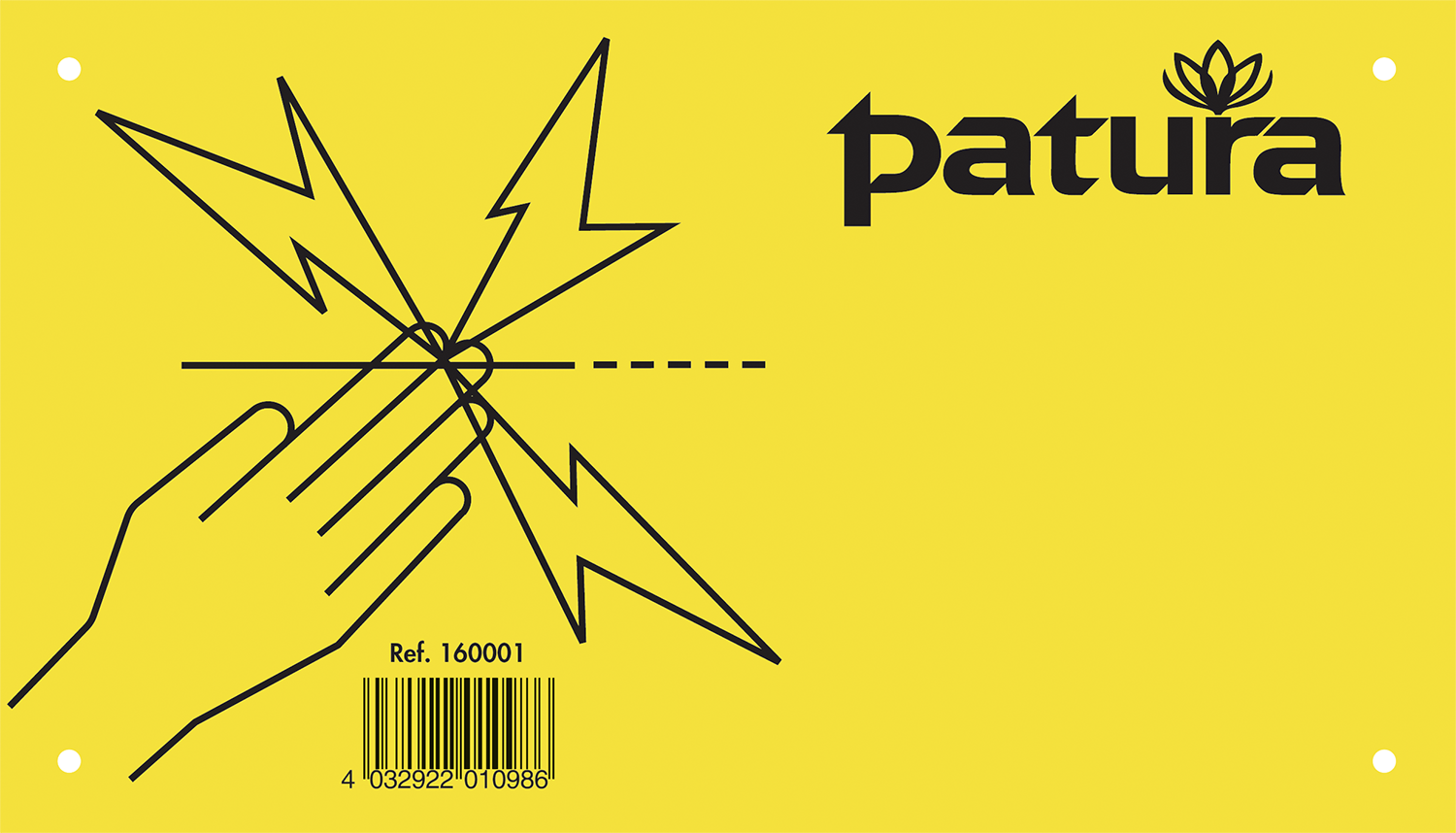 160011 Patura Warnschild Vorsicht Elektrozaun, beidseitig bedruckt, Aluminium