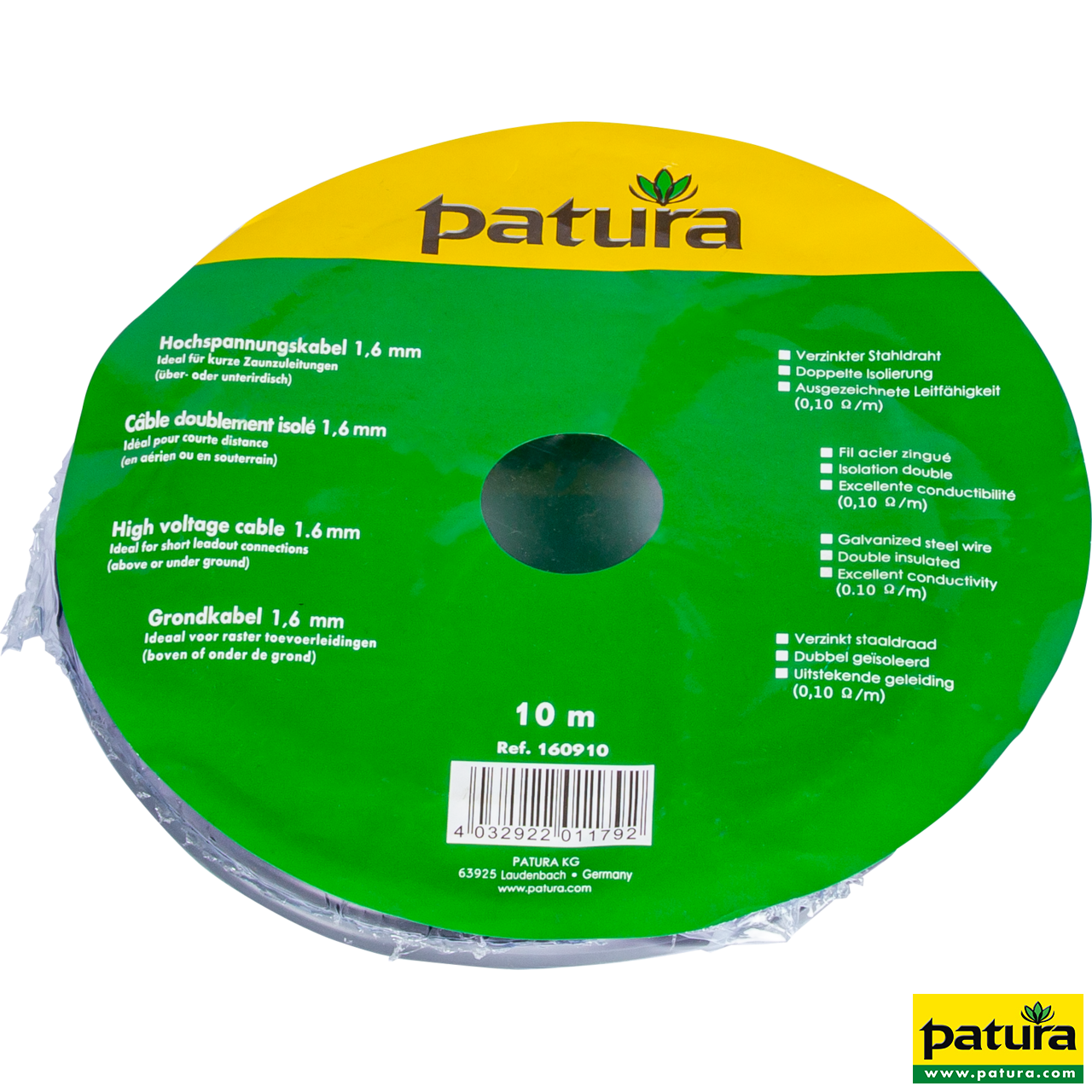 160910 Patura Hochspannungskabel 1,6 mm, Länge 10 m
