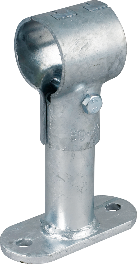 Mittelstütze mit Bodenplatte und T-Schelle verzahnt