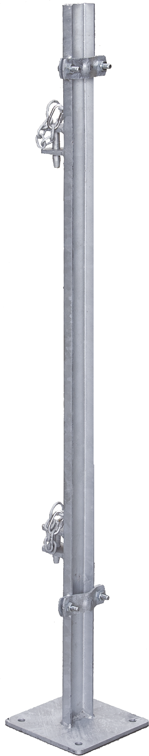 Pfosten L= 1,35 m, mit Bodenplatte zur Montage von Fressgittern an Panels