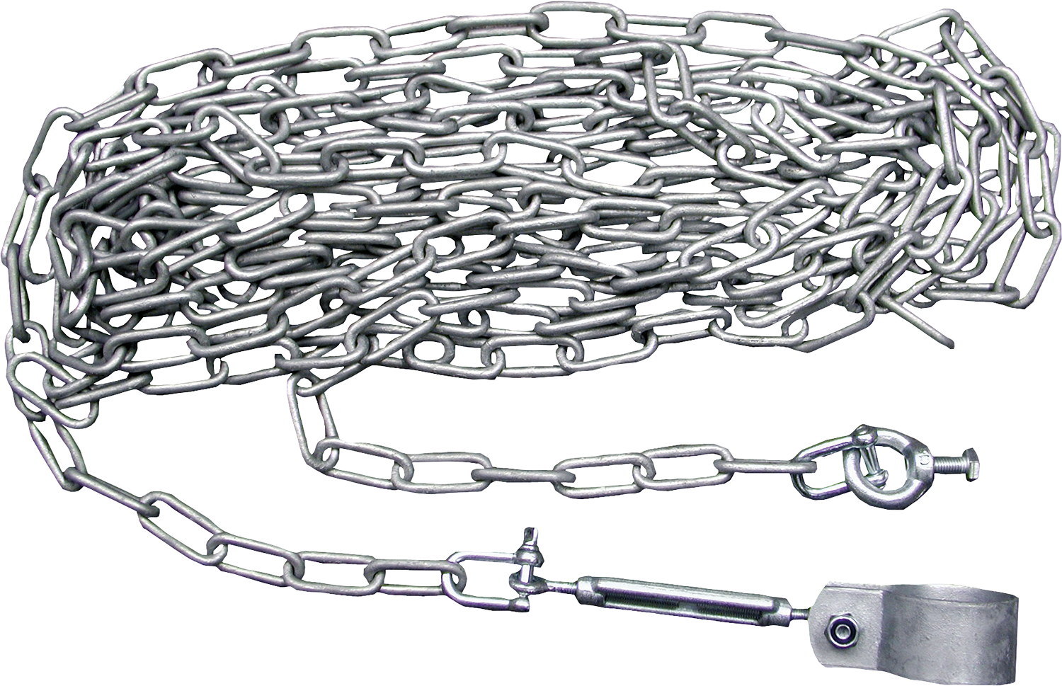 Abhängung für Tore, mit 8 m Kette, Vollschelle, Spannschloss, Schäkel, vz