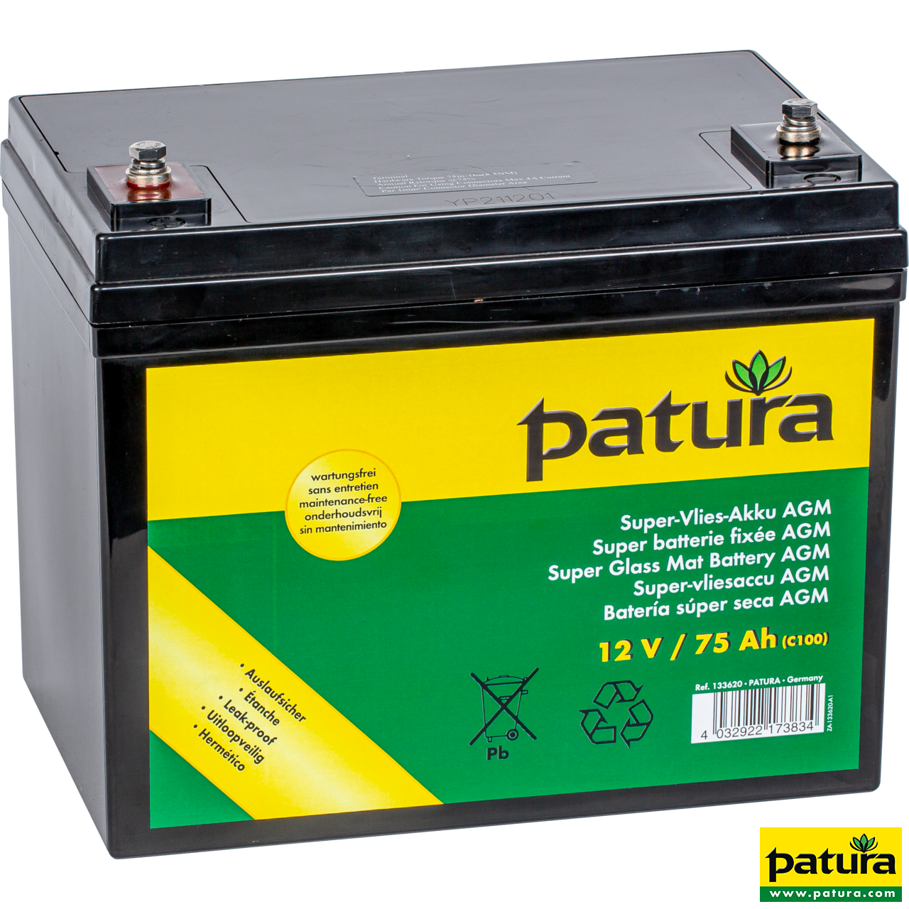 133620 Patura Super-Vlies-Akku 12 V, 75 Ah