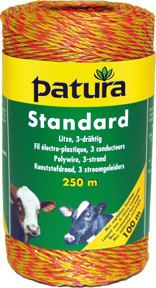 250 m Standard Litze, 14 Ohm/m, 3xEdelstahlleiter, gelb-orange