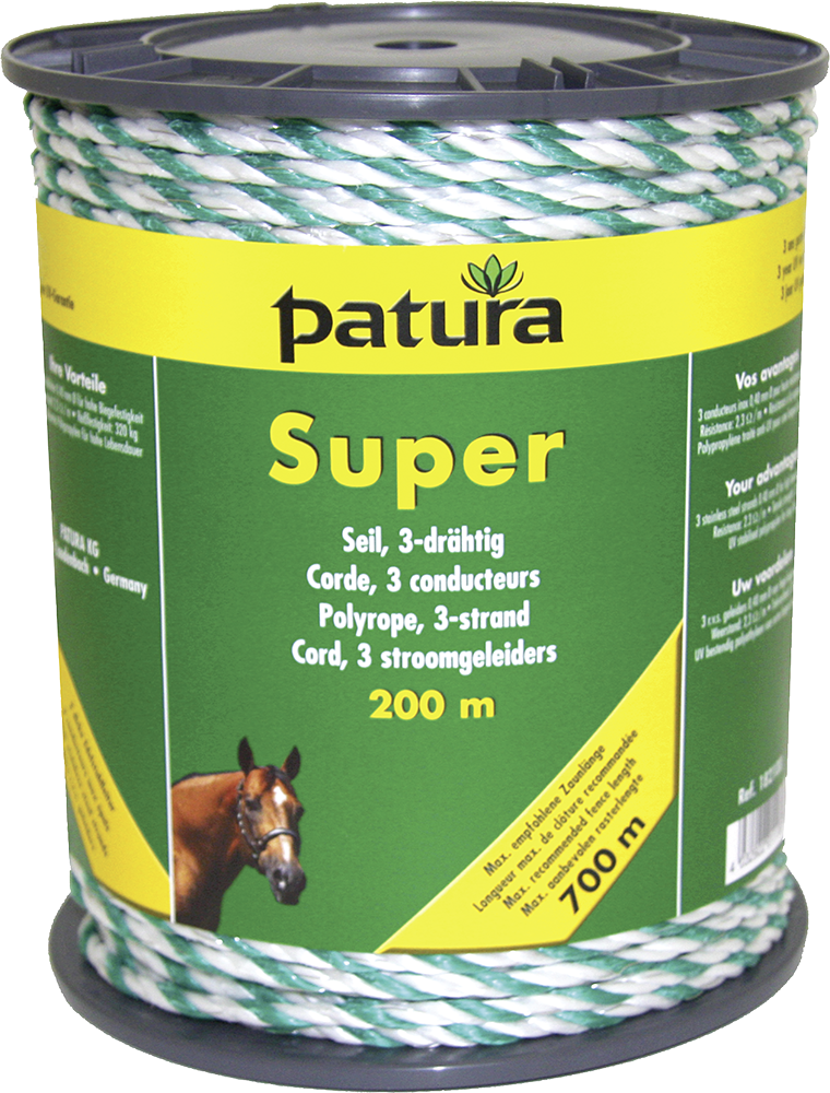 200 m Super Seil, 2,3 Ohm/m, 3xEdelstahlleiter, weiss-grün