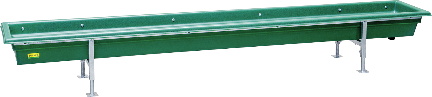 Futtertrog für Kälber und Schafe, Kunststoff, Gestell vz, höhenverstellbar, Länge 3,0 m