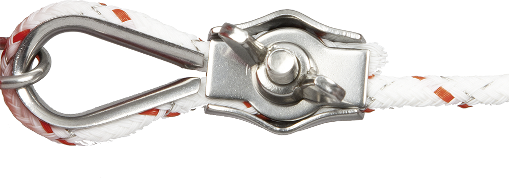 3 Stk. Torgriff-Anschlussset Seil (jeweils Seilkausche und Seilklemme aus Edelstahl)