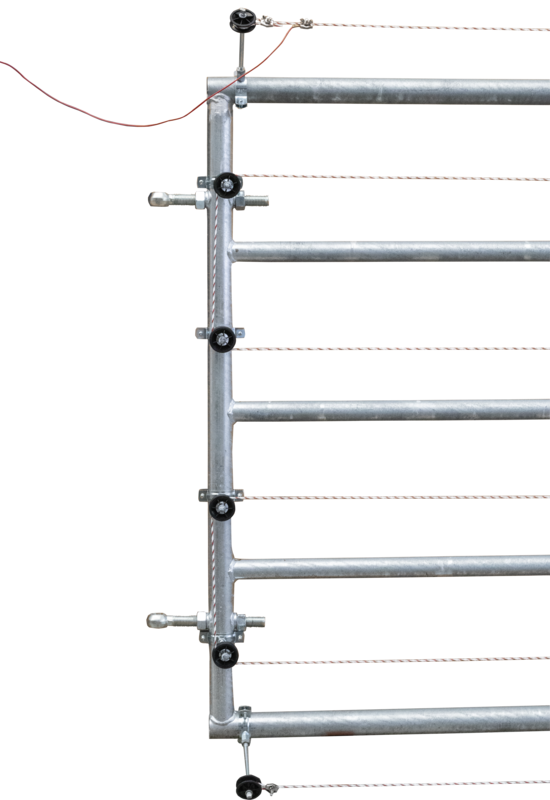 166303 Abstands-Isolator-Torset Herdenschutz, Montagedetail scharnierseitig