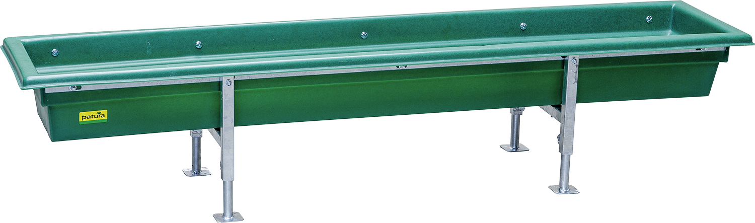 Futtertrog für Kälber und Schafe, Kunststoff, Gestell vz, höhenverstellbar, Länge 2 m