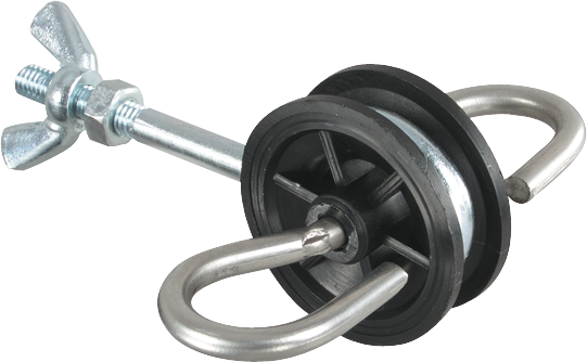 4 Stk. Torgriffisolator Gewinde M6, 2 Edelstahl-Ösen, metr. Gewinde M6