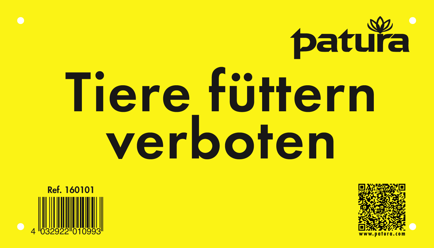 160101 Patura Warnschild Tiere füttern verboten, Kunststoff