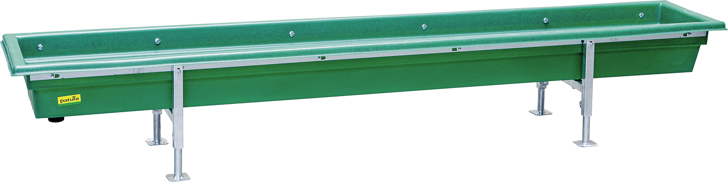 Futtertrog für Kälber und Schafe, Kunststoff, Gestell vz, höhenverstellbar, Länge 2,5 m