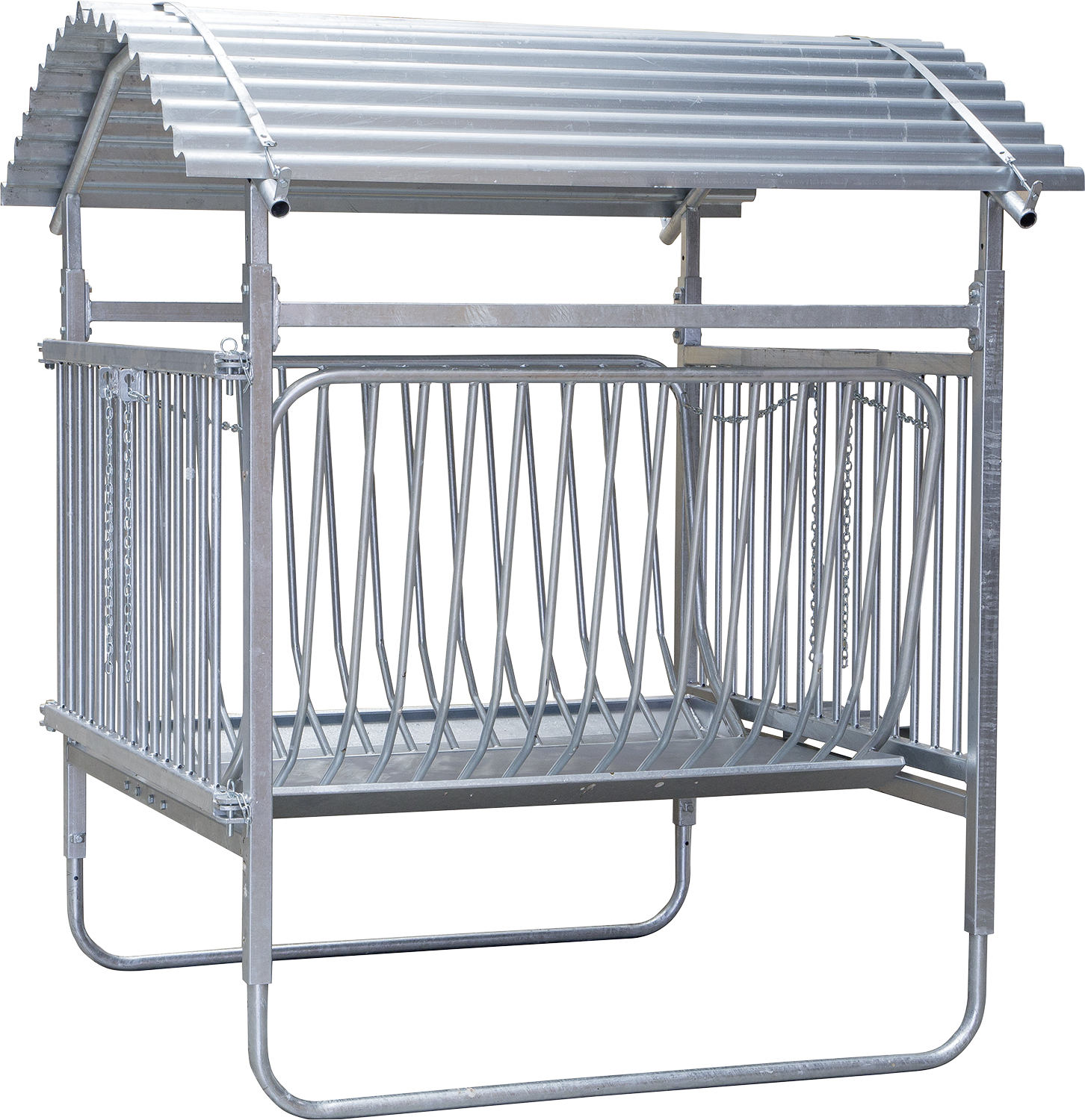 Viereckraufe für Ziegen, mit Dach