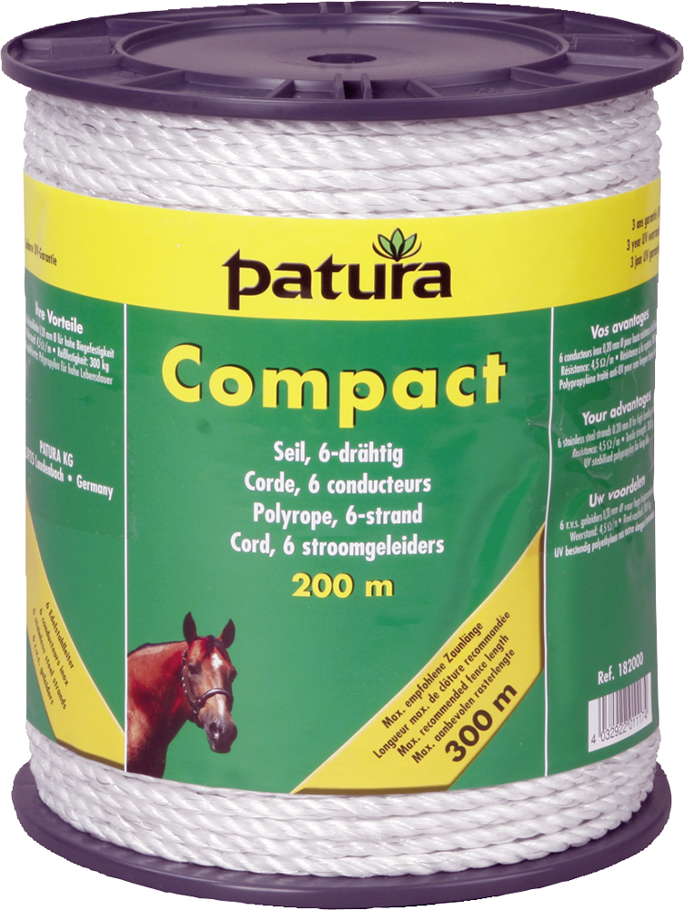 200 m Compact Seil, 3,5 Ohm/m, 6xEdelstahlleiter, weiss