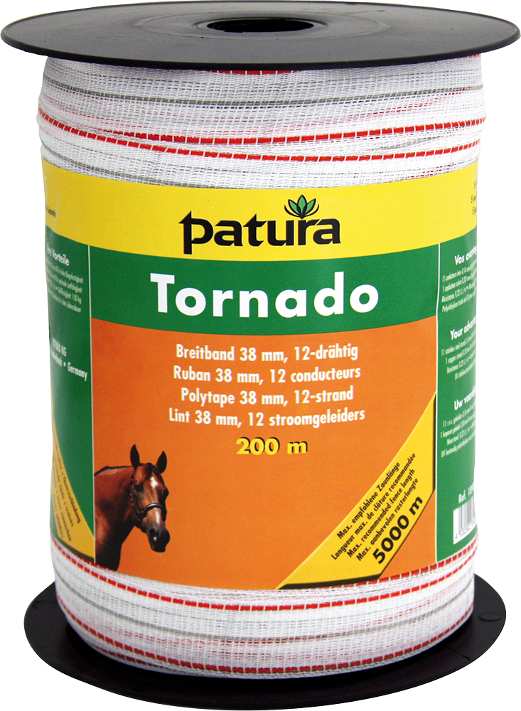 200 m TORNADO Breitband 38 mm, 0,22 Ohm/m, 11xEdelstahl-, 1xKupferleiter, weiss-orange