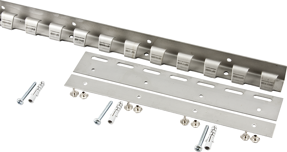Befestigungsschiene, Edelstahl, mit Montagezubehör, Länge 1,23 m
